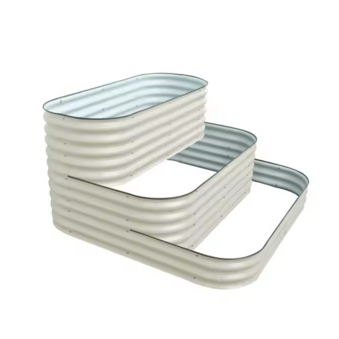 Raised Garden Bed 3 Tier Terraced / Dimension:150X150X80 CM / 1218 Ltr / Colour – Off White