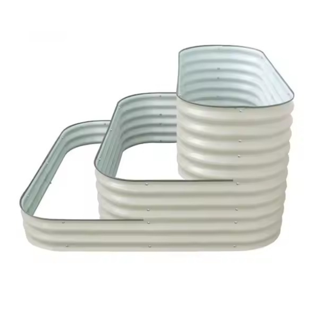 Raised Garden Bed 3 Tier Terraced / Dimension:150X150X80 CM / 1218 Ltr / Colour – Off White - Image 2