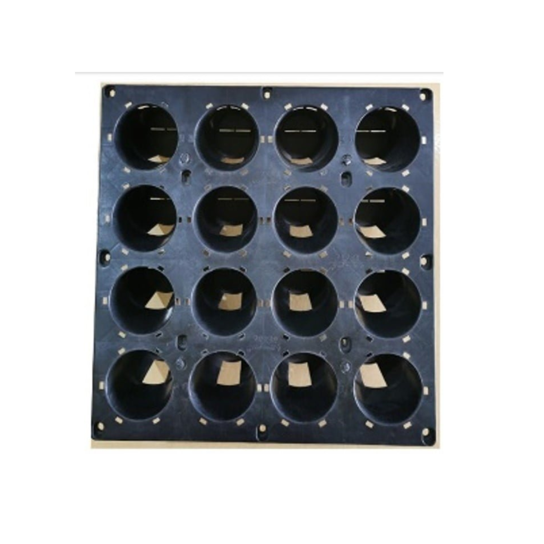 Black Vertical Green Wall Modular Tray Panel – 16 Planting Pot holes, 45° Angle, 500x500x150mm, UV Stabilized for Indoor & Outdoor Vertical Garden