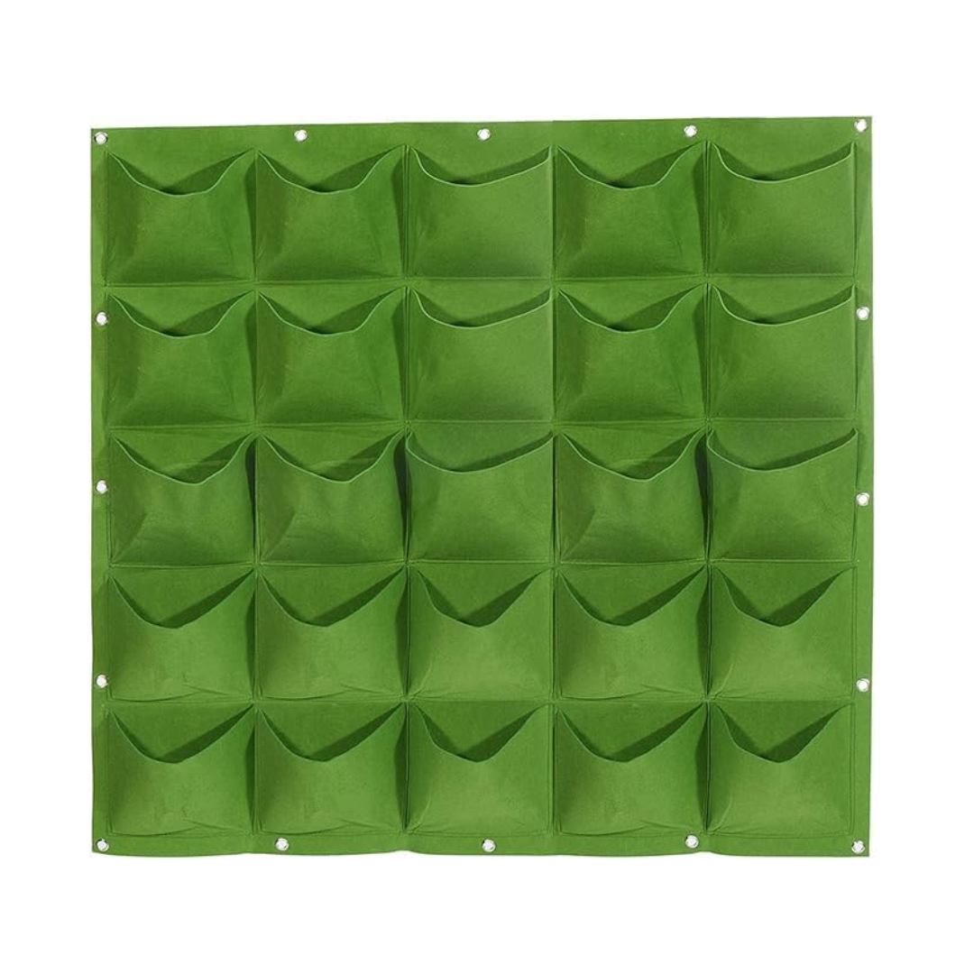Non Woven Felt Cloth Pocket Planter Bag, Colour – Green, Dimension: 100 CM Length X 100 CM Width, 25-pocket bag, Vertical Planter Pockets for Herbs, Flowers, Vegetables, Succulents