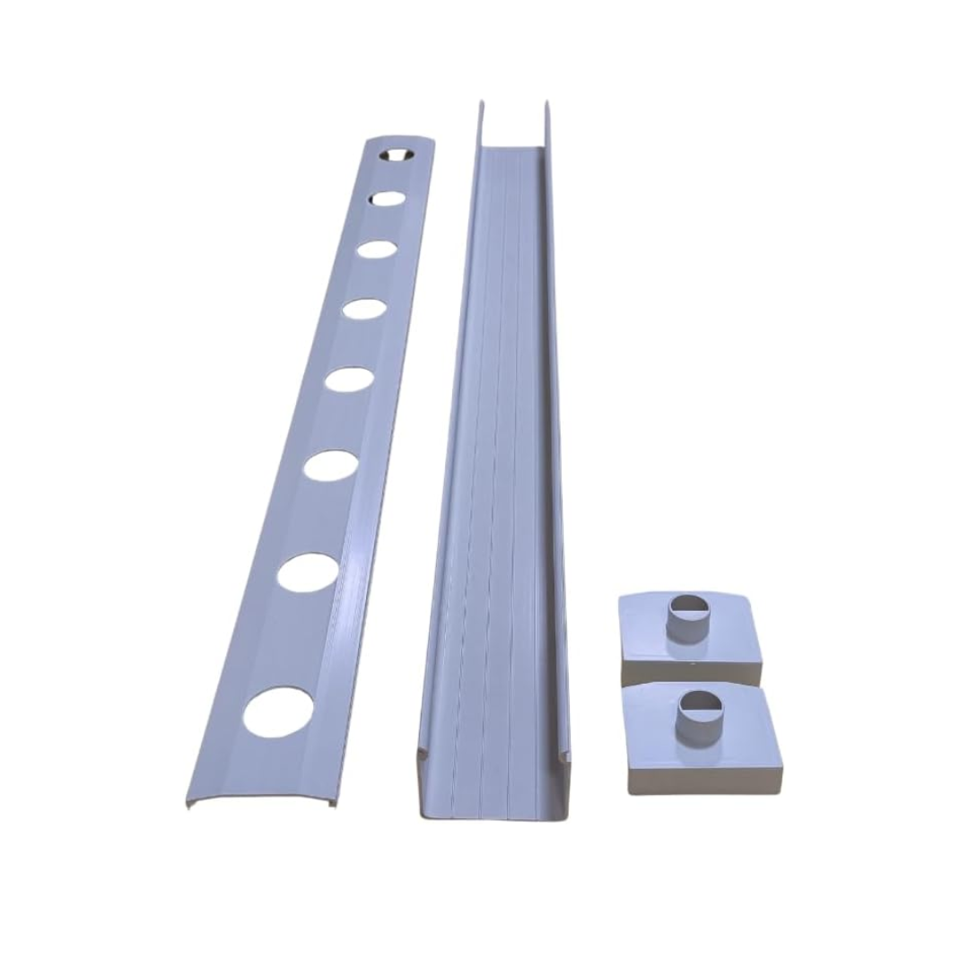 Hydroponic NFT Channel with 32mm Hole End Caps – 1200mm x 100mm x 80mm, 8 Planting Holes, 50mm Hole Size, Food Grade UPVC, For Soilless Growing Systems