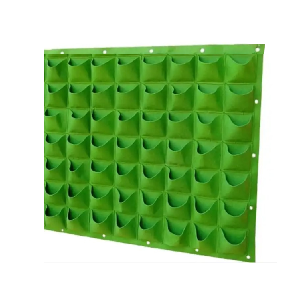 Non Woven Felt Cloth Pocket Planter Bag, Colour – Green, Dimension: 100 CM Length X 100 CM Width, 56-pocket bag, Vertical Planter Pockets for Herbs, Flowers, Vegetables, Succulents