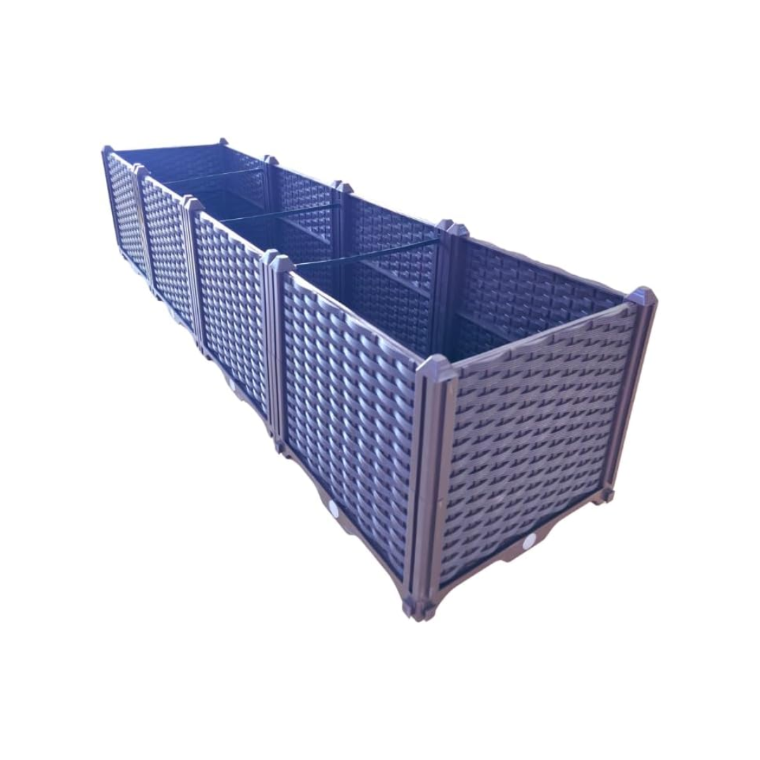 Rectangular Multifunctional Raised Garden Bed Kit – Indoor & Outdoor Plastic Planter Grow Box for Vegetables, Herbs, Flowers & Succulents – Brown, 240 X 80 X 52 CM