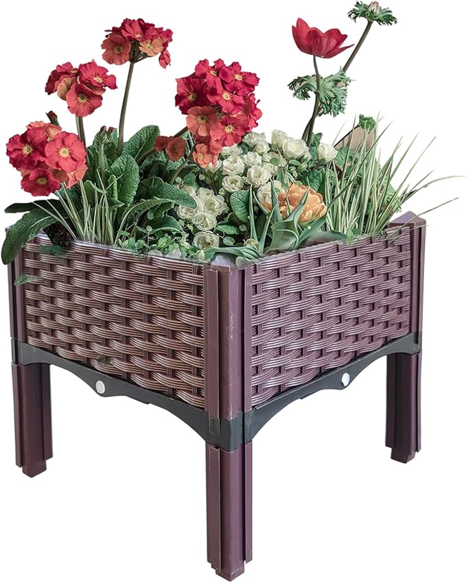 Plastic Raised Garden Bed,Planter Boxes Raised Garden Bed with Legs Planters for Outdoor Indoor Plants Elevated Garden Boxes Plant pots for Flowers, Vegetables, Fruits, Herbs